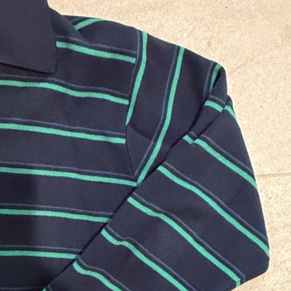 Uniqlo Navy and Green Striped Polo Sweater - Picture 4 of 7
